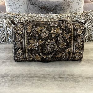 Vintage VERA BRADLEY Java Medium Duffle Bag Carryon Travel 2 Straps Green Leaf